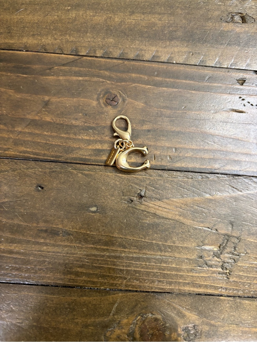 Coach Gold Signature C Bag Charm Keychain Clip